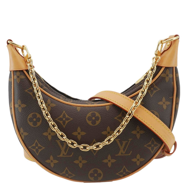 LOUIS VUITTON Loop Half Moon Monogram Canvas Shoulder Bag Brown