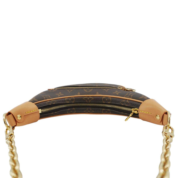 LOUIS VUITTON Loop Half Moon Monogram Canvas Shoulder Bag Brown