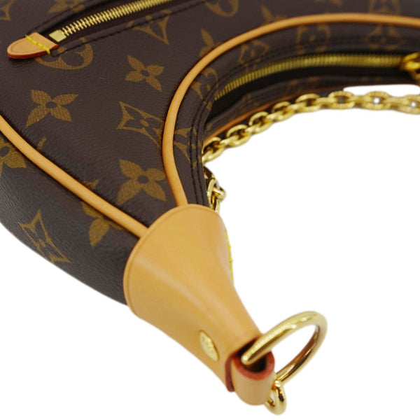 LOUIS VUITTON Loop Half Moon Monogram Canvas Shoulder Bag Brown