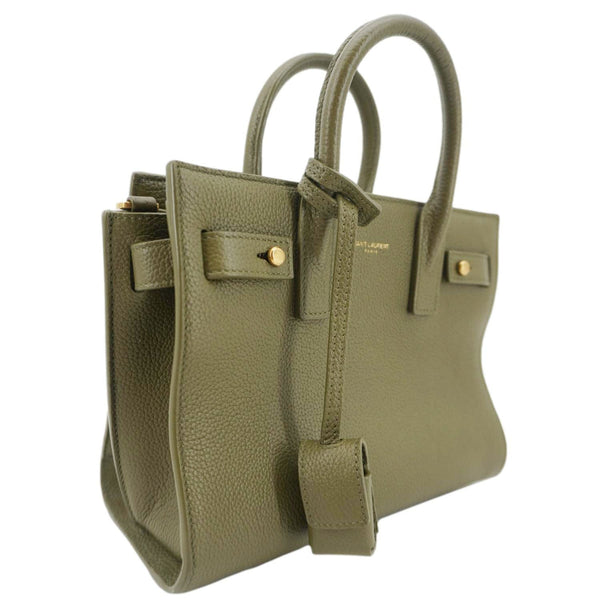 YVES SAINT LAURENT Sac De Jour Leather Shoulder Bag Olive Green