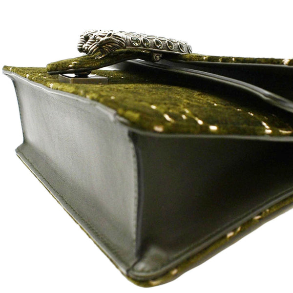 GUCCI Dionysus Small GG Velvet Shoulder Bag Olive 499623