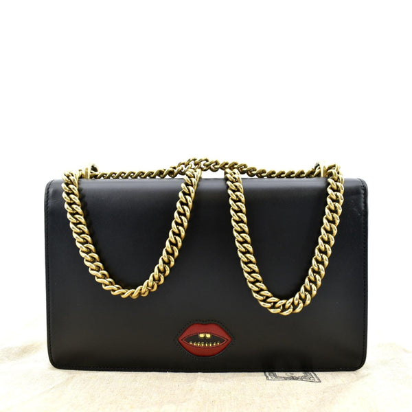 GUCCI Knight Malaga Kid Heart Medium Leather Crossbody Bag Black 431777