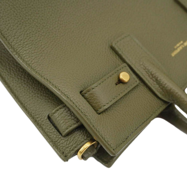 YVES SAINT LAURENT Sac De Jour Leather Shoulder Bag Olive Green