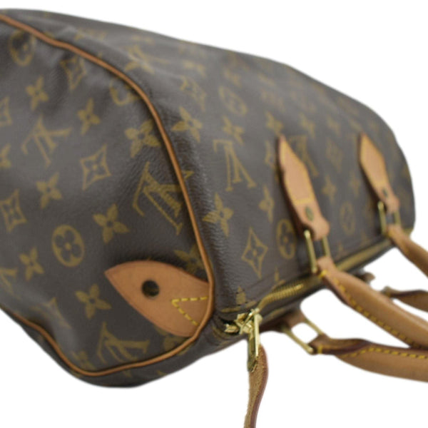 LOUIS VUITTON Speedy 30 Monogram Canvas Satchel Bag Brown