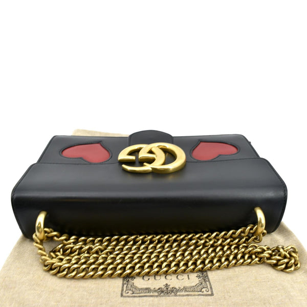 GUCCI Knight Malaga Kid Heart Medium Leather Crossbody Bag Black 431777