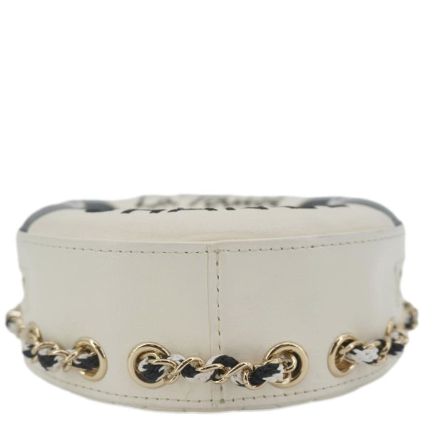 CHANEL Coco Lifesaver Leather Round Crossbody Bag White