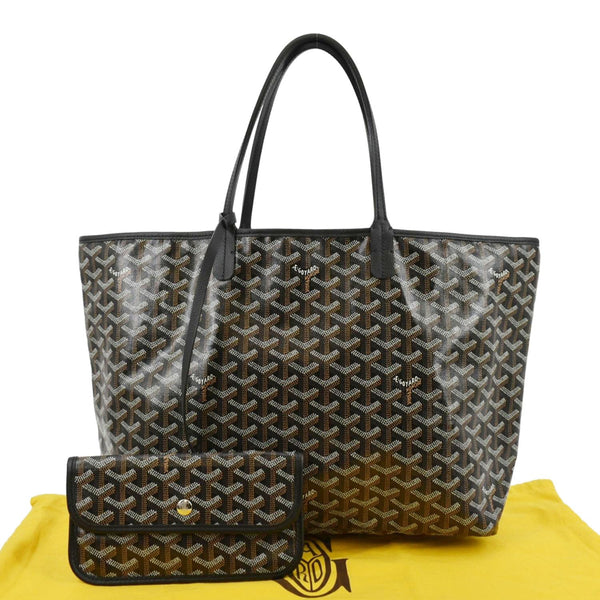 GOYARD Saint Louis PM Chevron Print Canvas Tote Bag Black