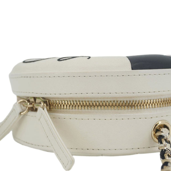 CHANEL Coco Lifesaver Leather Round Crossbody Bag White