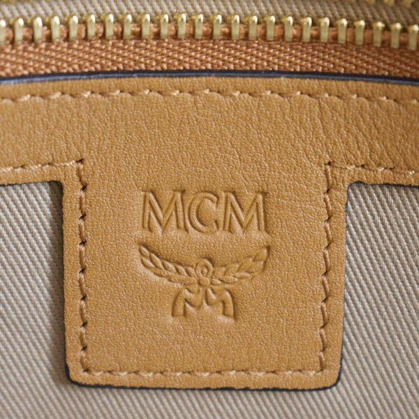 MCM Half Moon Medium Visetos Canvas Tote Bag Cognac