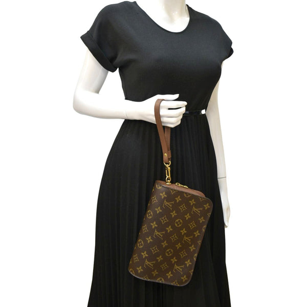 LOUIS VUITTON Orsay Monogram Canvas Clutch Bag Brown