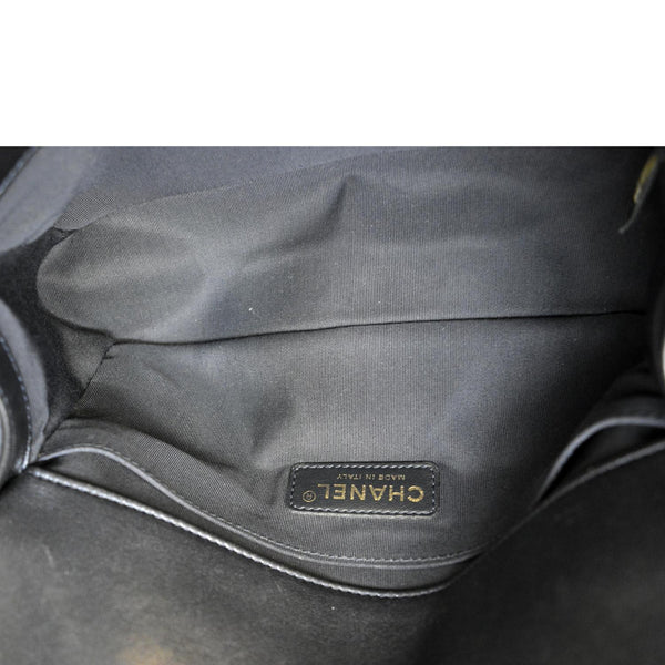 CHANEL Medium Boy Flap Cube Embossed Leather Shoulder Bag Navy Blue