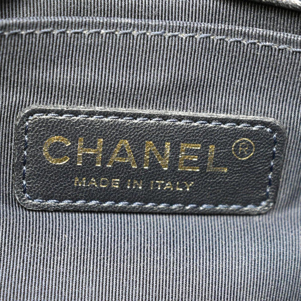 CHANEL Medium Boy Flap Cube Embossed Leather Shoulder Bag Navy Blue