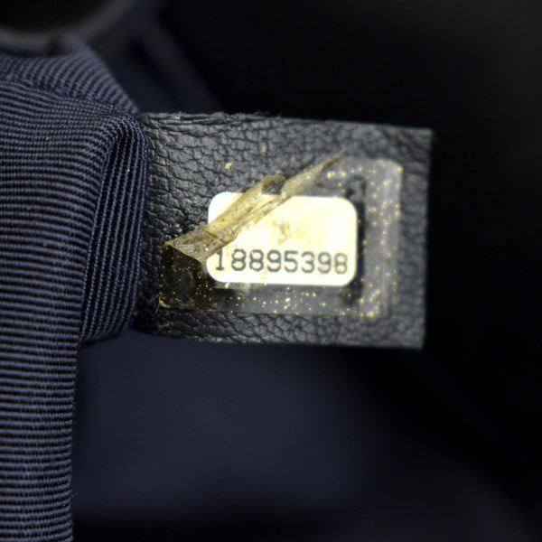 CHANEL Medium Boy Flap Cube Embossed Leather Shoulder Bag Navy Blue