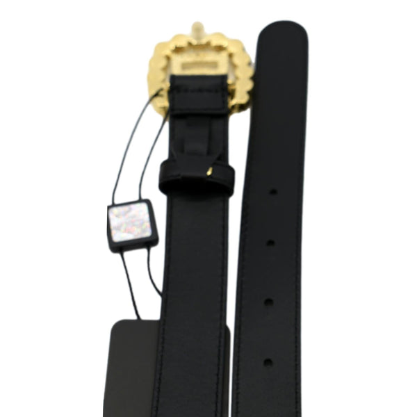 Dolce & Gabbana DG Logo Pearl Leather Belt in Black - Back