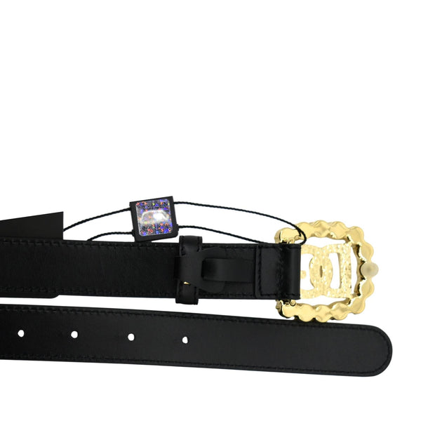 Dolce & Gabbana DG Logo Pearl Leather Belt in Black - Height