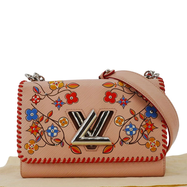 LOUIS VUITTON Twist MM Epi Flower Leather Crossbody Bag Rose Ballerine