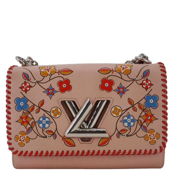LOUIS VUITTON Twist MM Epi Flower Leather Crossbody Bag Rose Ballerine
