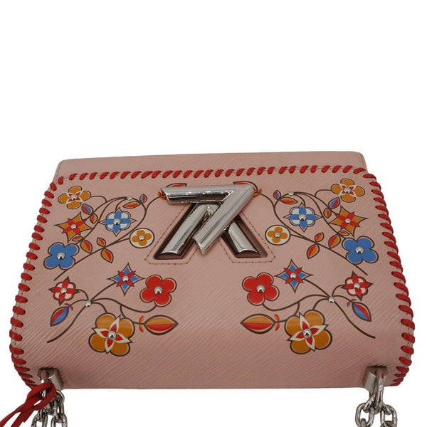 LOUIS VUITTON Twist MM Epi Flower Leather Crossbody Bag Rose Ballerine