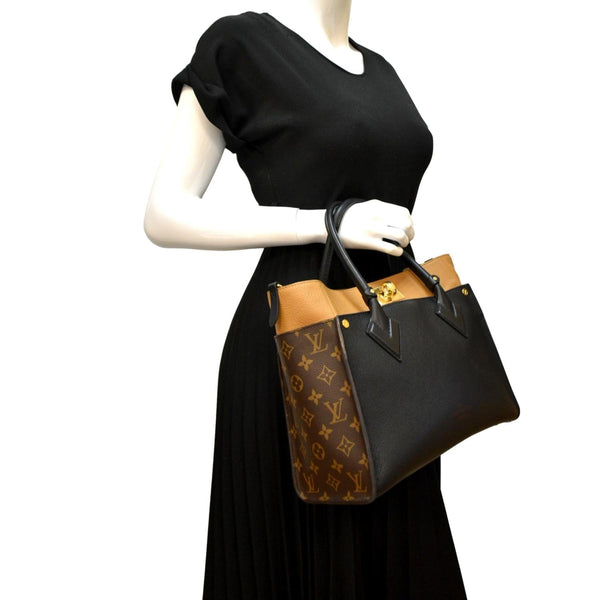 LOUIS VUITTON On My Side MM Calfskin Monogram Canvas Shoulder Bag Black