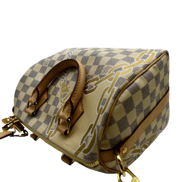 LOUIS VUITTON Nautical Speedy 25 Bandouliere Damier Azur Shoulder Bag White