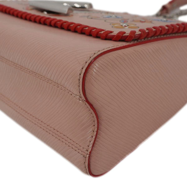 LOUIS VUITTON Twist MM Epi Flower Leather Crossbody Bag Rose Ballerine