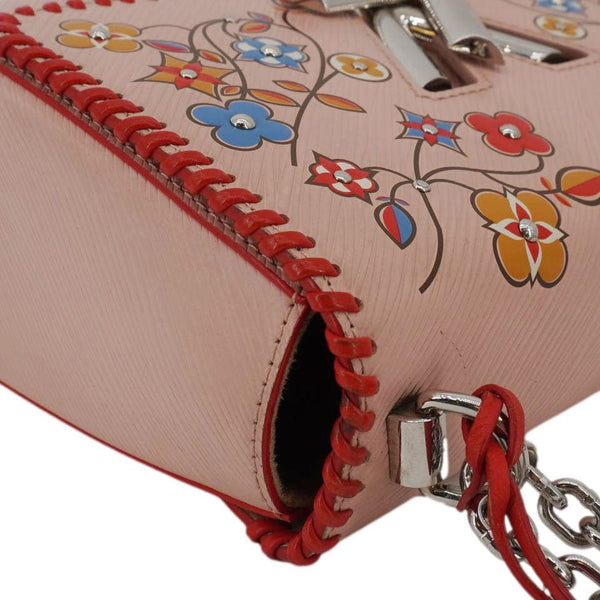 LOUIS VUITTON Twist MM Epi Flower Leather Crossbody Bag Rose Ballerine