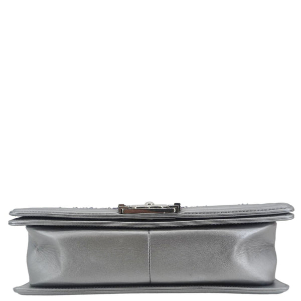 CHANEL Boy Flap Tweed Bag Shoulder Bag Silver