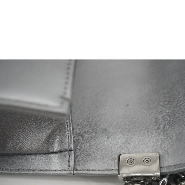 CHANEL Boy Flap Tweed Bag Shoulder Bag Silver