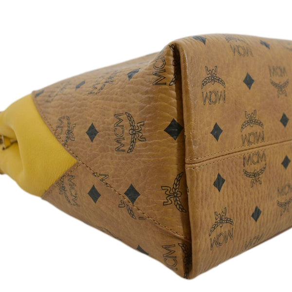 MCM Klara Large Monogram Visetos Leather Hobo Bag Yellow