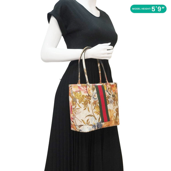 GUCCI Ophidia Small GG Supreme Flora Canvas Tote Bag Multicolor 726762