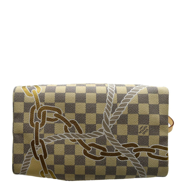 LOUIS VUITTON Nautical Speedy 25 Bandouliere Damier Azur Shoulder Bag White