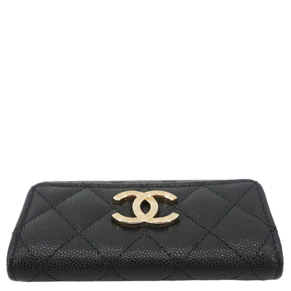 CHANEL Trifold CC Small Iridescent Caviar Wallet Black