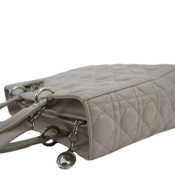 CHRISTIAN DIOR Lady Dior Large Quilted Leather Shoulder Bag Pink