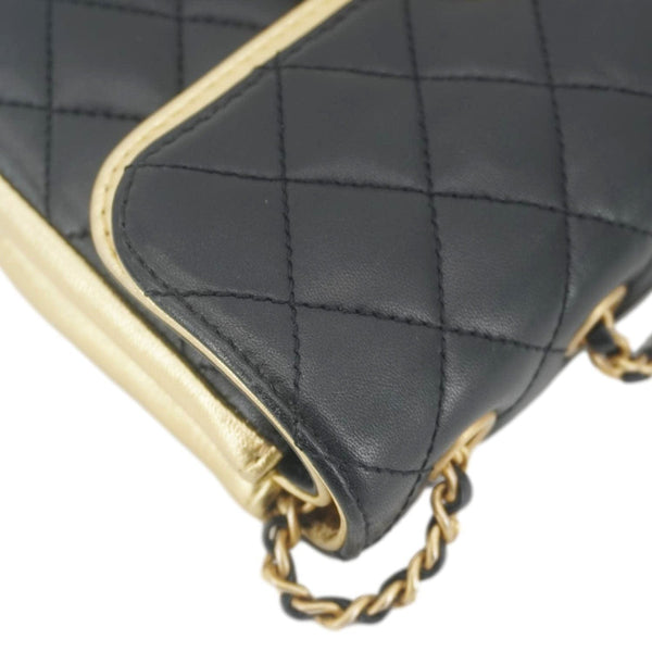 CHANEL CC Chic Double Flap Quilted Leather Shoulder Bag Black