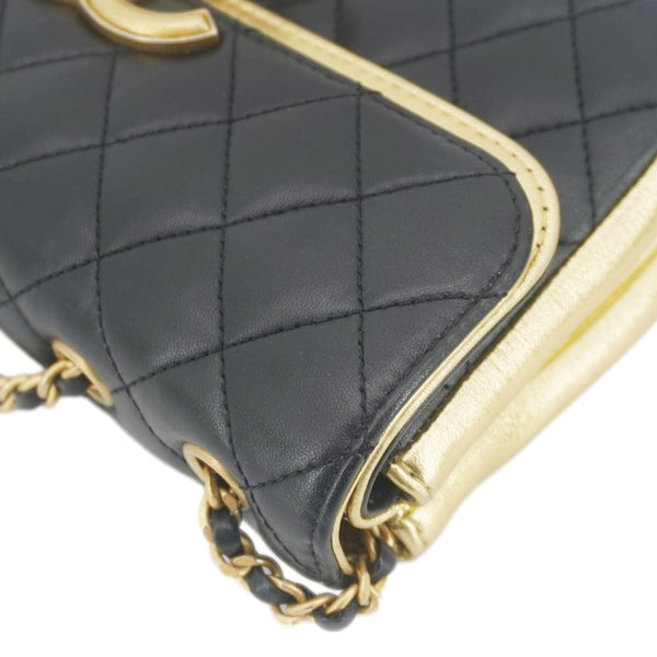 CHANEL CC Chic Double Flap Quilted Leather Shoulder Bag Black