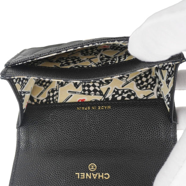 CHANEL Trifold CC Small Iridescent Caviar Wallet Black