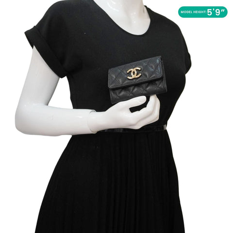 CHANEL Trifold CC Small Iridescent Caviar Wallet Black