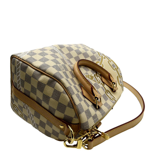 LOUIS VUITTON Nautical Speedy 25 Bandouliere Damier Azur Shoulder Bag White