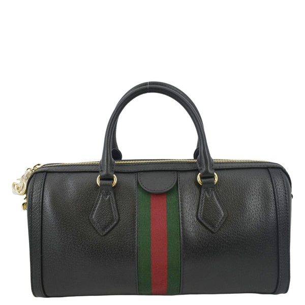 GUCCI Ophidia GG Web Leather Top Handle Shoulder Bag Black 524532