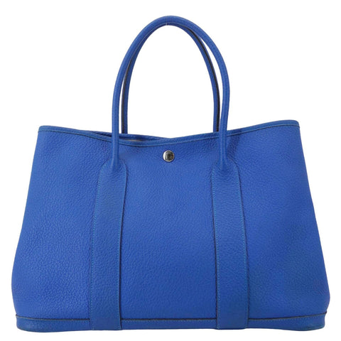 HERMES Garden Party 36 Negonda Leather Tote Bag Blue