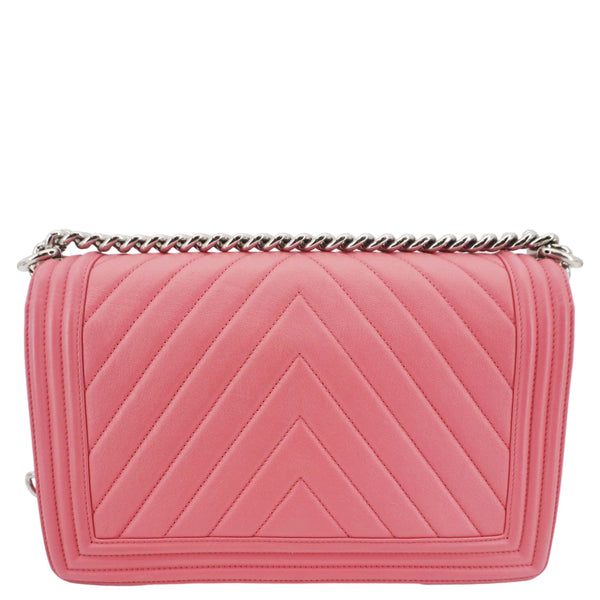 CHANEL Boy Flap Old Medium Chevron Leather Crossbody Pink