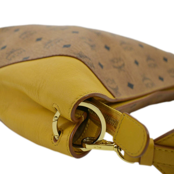 MCM Klara Large Monogram Visetos Leather Hobo Bag Yellow