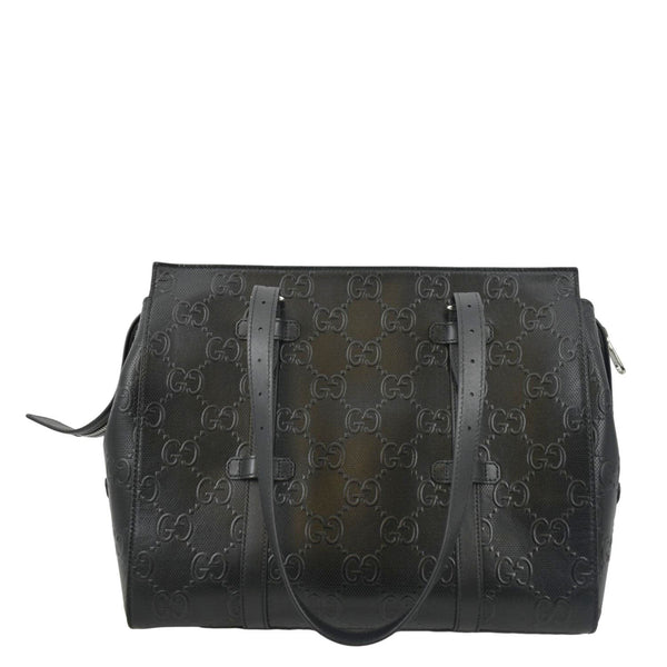 GUCCI GG Embossed Leather Tote Bag Black 232947