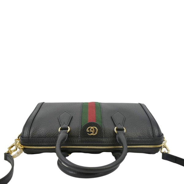 GUCCI Ophidia GG Web Leather Top Handle Shoulder Bag Black 524532