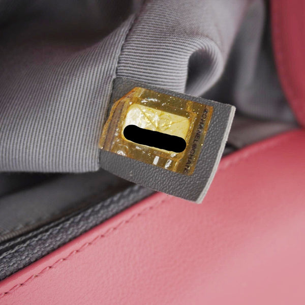 CHANEL Boy Flap Old Medium Chevron Leather Crossbody Pink