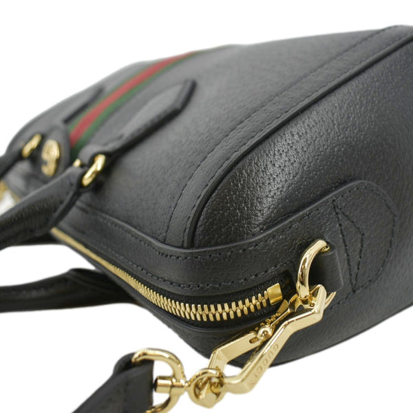 GUCCI Ophidia GG Web Leather Top Handle Shoulder Bag Black 524532
