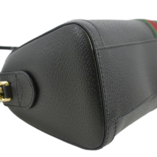 GUCCI Ophidia GG Web Leather Top Handle Shoulder Bag Black 524532