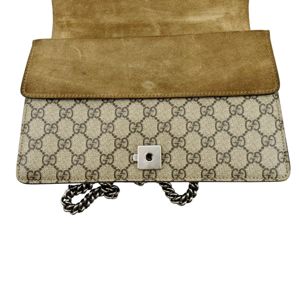 GUCCI Dionysus Small GG Supreme Canvas Shoulder Bag Beige 400249