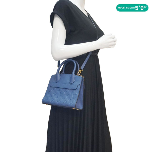 LOUIS VUITTON Pont Neuf Monogram Empreinte Leather Shoulder Bag Blue