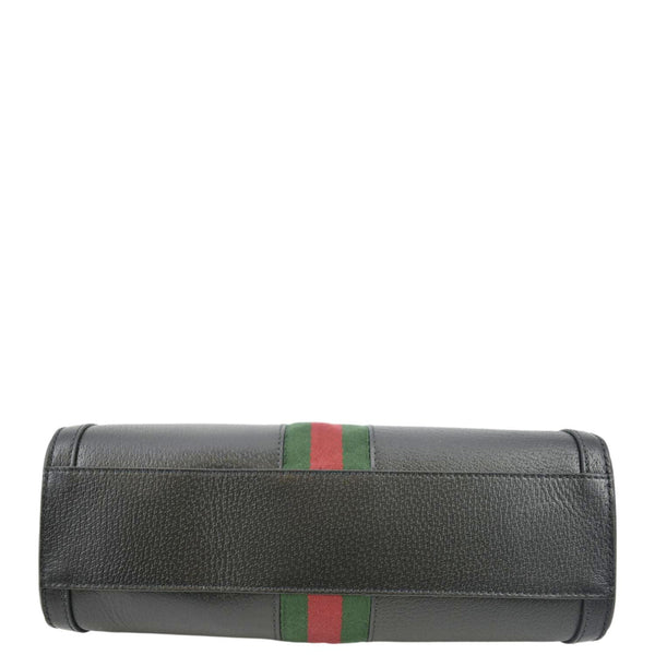 GUCCI Ophidia GG Web Leather Top Handle Shoulder Bag Black 524532